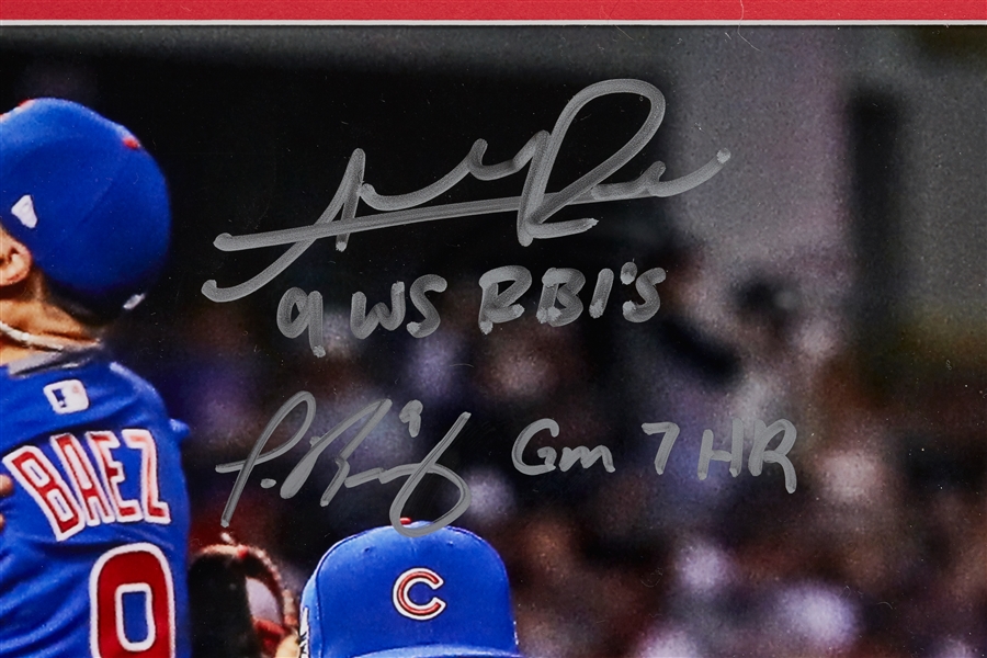 2016 Chicago Cubs Team-Signed Framed Photo with Unique Inscriptions (20) (1/16) (Fanatics)