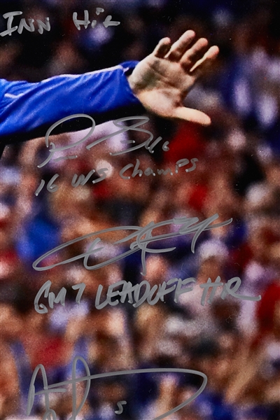 2016 Chicago Cubs Team-Signed Framed Photo with Unique Inscriptions (20) (1/16) (Fanatics)