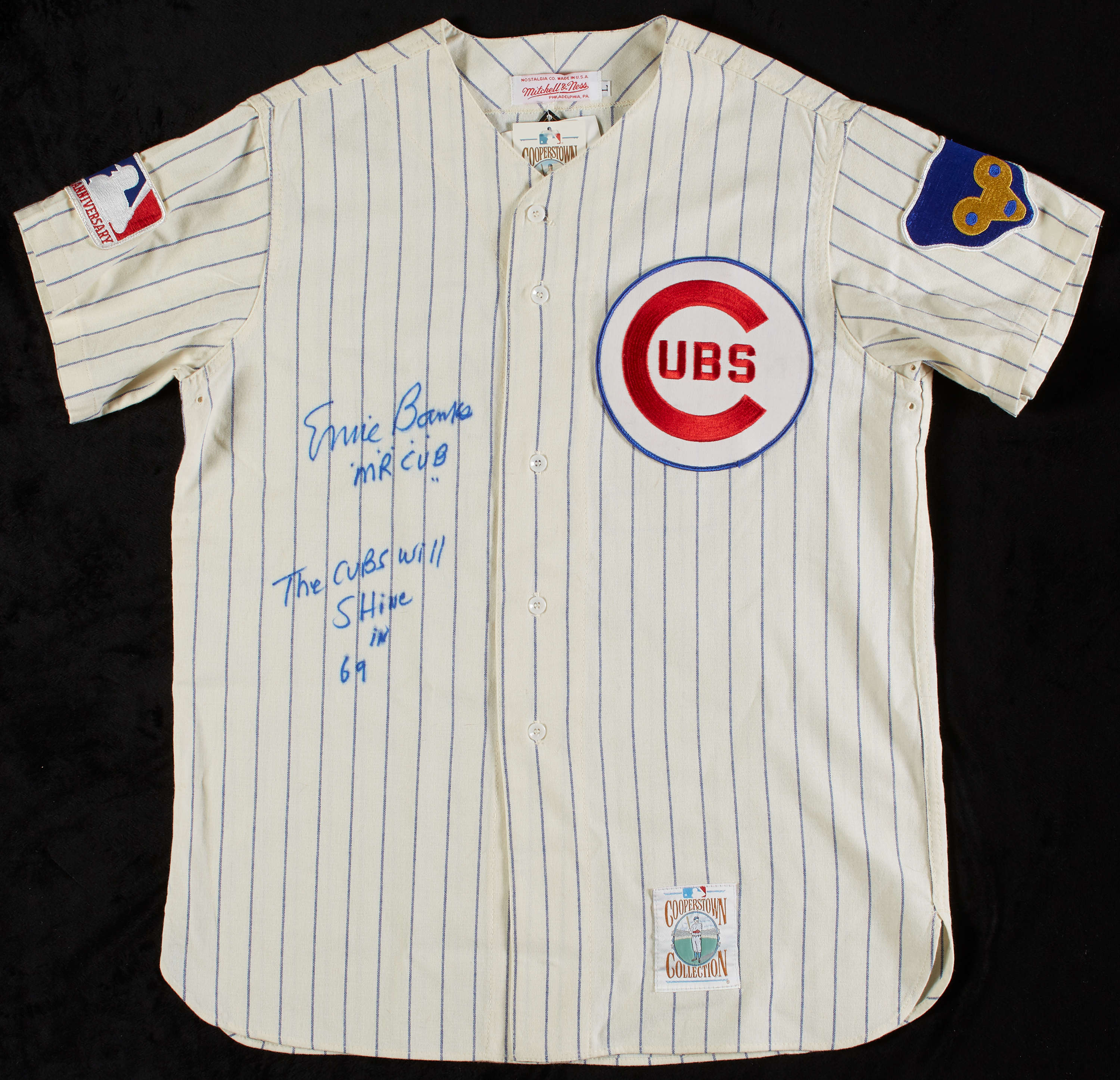 Lot Detail - Ernie Banks Signed Cubs Mitchell & Ness Flannel Jersey Mr.  Cub The Cubs Shine in 69 (BAS)