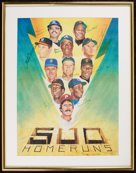 500 Home Run Multi-Signed Poster with Mickey Mantle (11) (BAS)