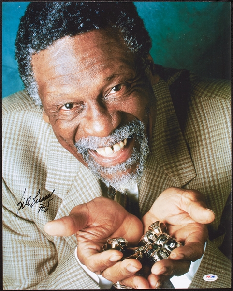 Bill Russell Signed 16x20 Rings Photo (PSA/DNA)