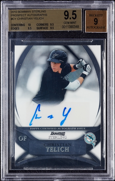 2010 Bowman Sterling Christian Yelich RC Prospect Autograph BGS 9.5 (AUTO 9)