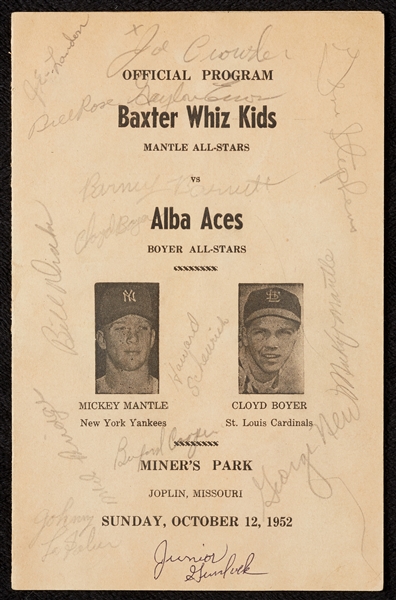 1952 Mantle All-Stars vs. Boyer All-Stars Multi-Signed Program with Vintage Mickey Mantle Signature (15) (BAS)
