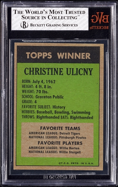1972 Topps '71 Winner Christine Ulicny No. 18 BVG 4.5