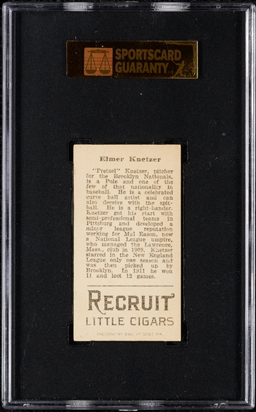 1912 T207 Recruit Little Cigars Elmer Knetzer SGC 5