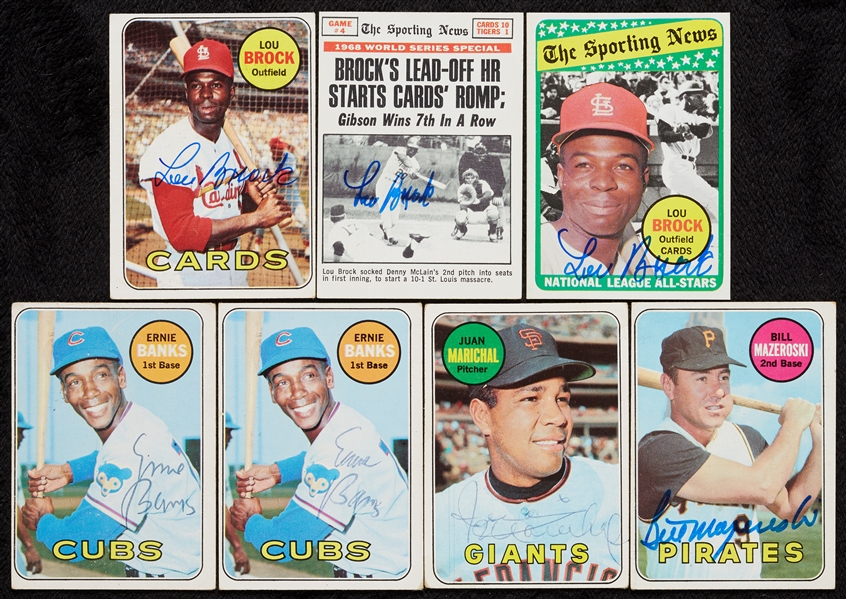 Signed 1969 Topps Baseball Group with Reggie Jackson RC, Banks (23)