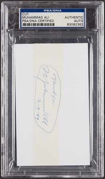 Muhammad Ali Signed Index Card with Photo in Frame (PSA/DNA)