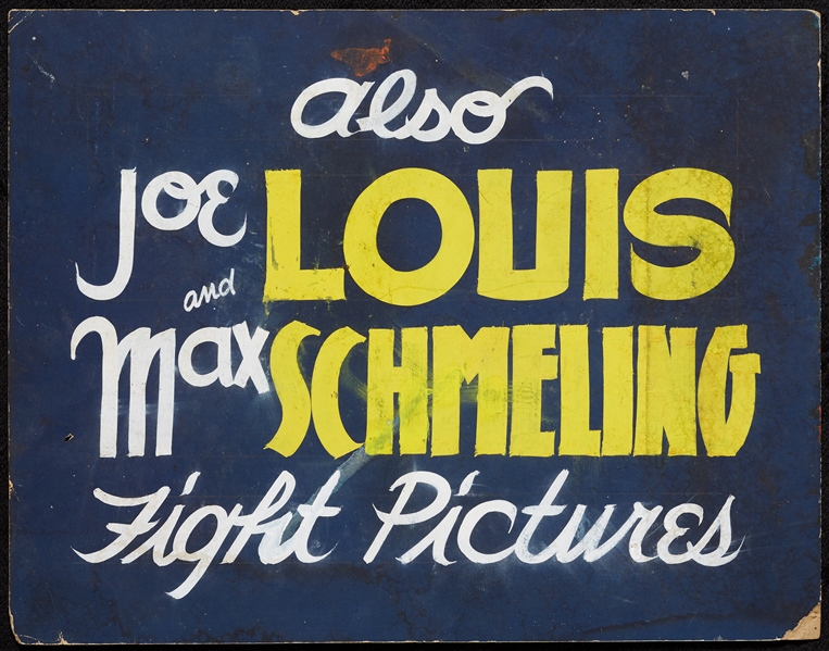 Joe Louis and Max Schmeling Fight Pictures Theatre Ad Sign