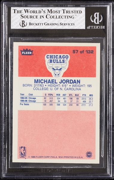 1986 Fleer Michael Jordan RC No. 57 BGS 8