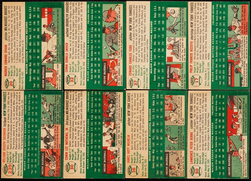 1954 Topps Baseball Complete Set, Seven PSA Slabbed, Aaron – PSA 5 (250)