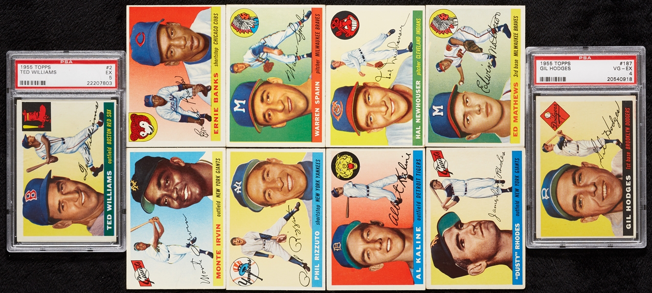 1955 Topps Baseball Complete Set, 10 Slabbed, Clemente and Koufax – PSA 5s (251)