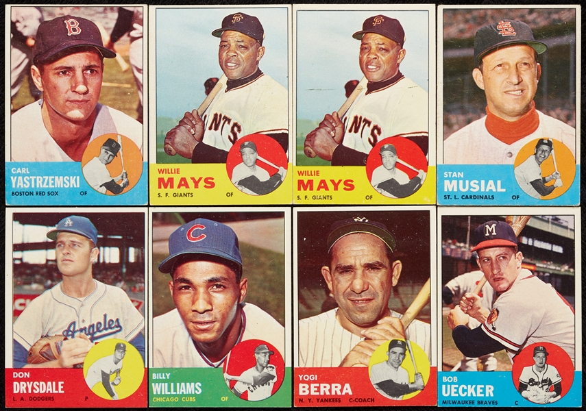 1963 Topps Baseball Partial Set With 21 HOFers, Stars and Specials (320)