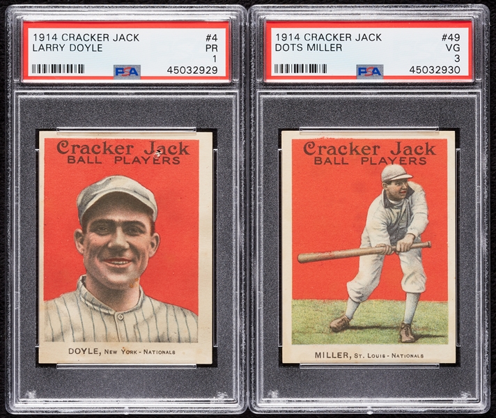 1914 Cracker Jack PSA-Graded Larry Doyle & Dots Miller Pair (2)