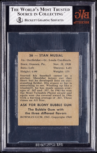 1948 Bowman Baseball Near Set with BVG 5 Musial Rookie (45/48)