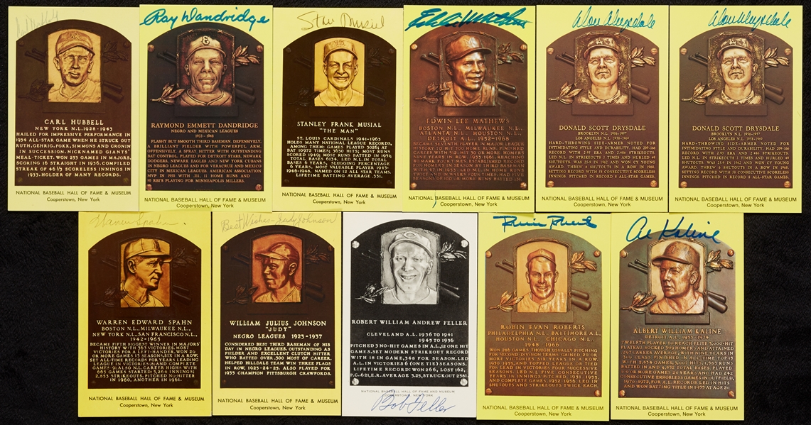 Signed B&W and Yellow HOF Plaque Postcards (54)
