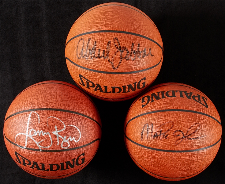 Kareem Abdul-Jabbar, Magic Johnson & Larry Bird Signed Basketballs (3)