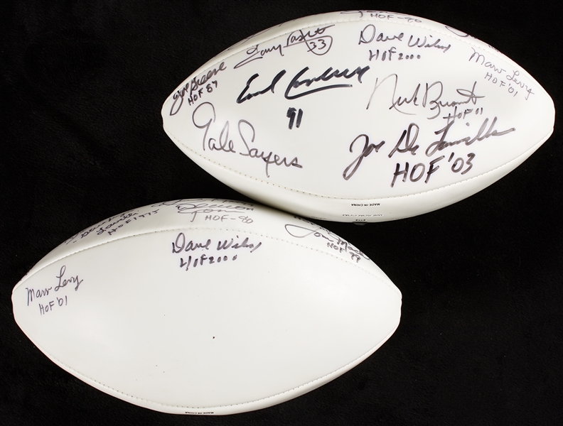 NFL Hall of Famers Multi-Signed Footballs Pair (2)