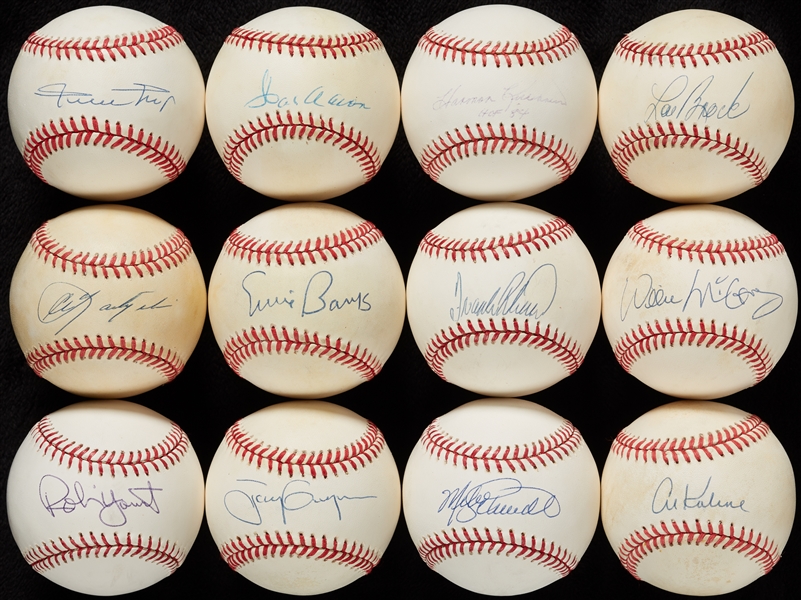 500 Home Run & 3000 Hit Club Single-Signed Baseballs with Mays, Aaron (12)