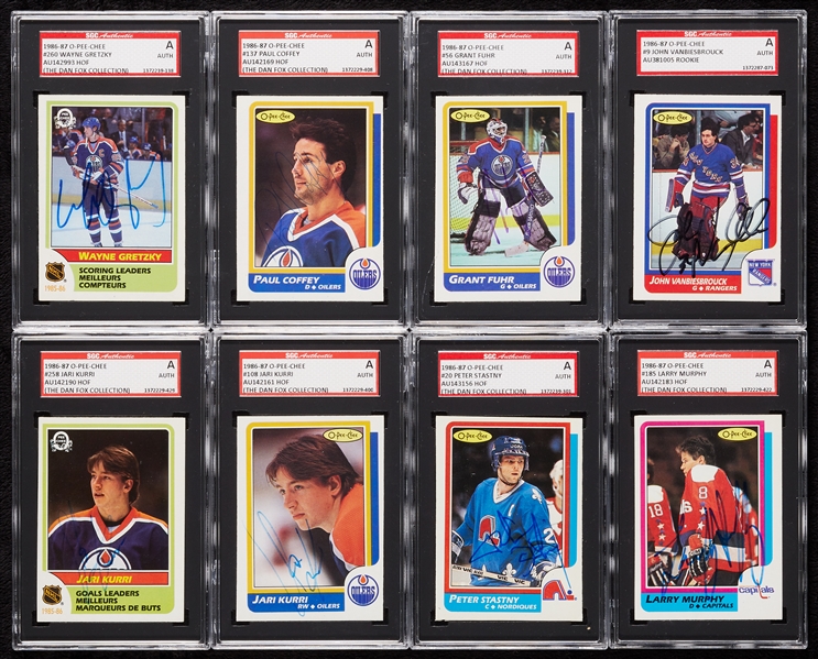 Signed 1986-87 O-Pee-Chee Group with Gretzky (115)