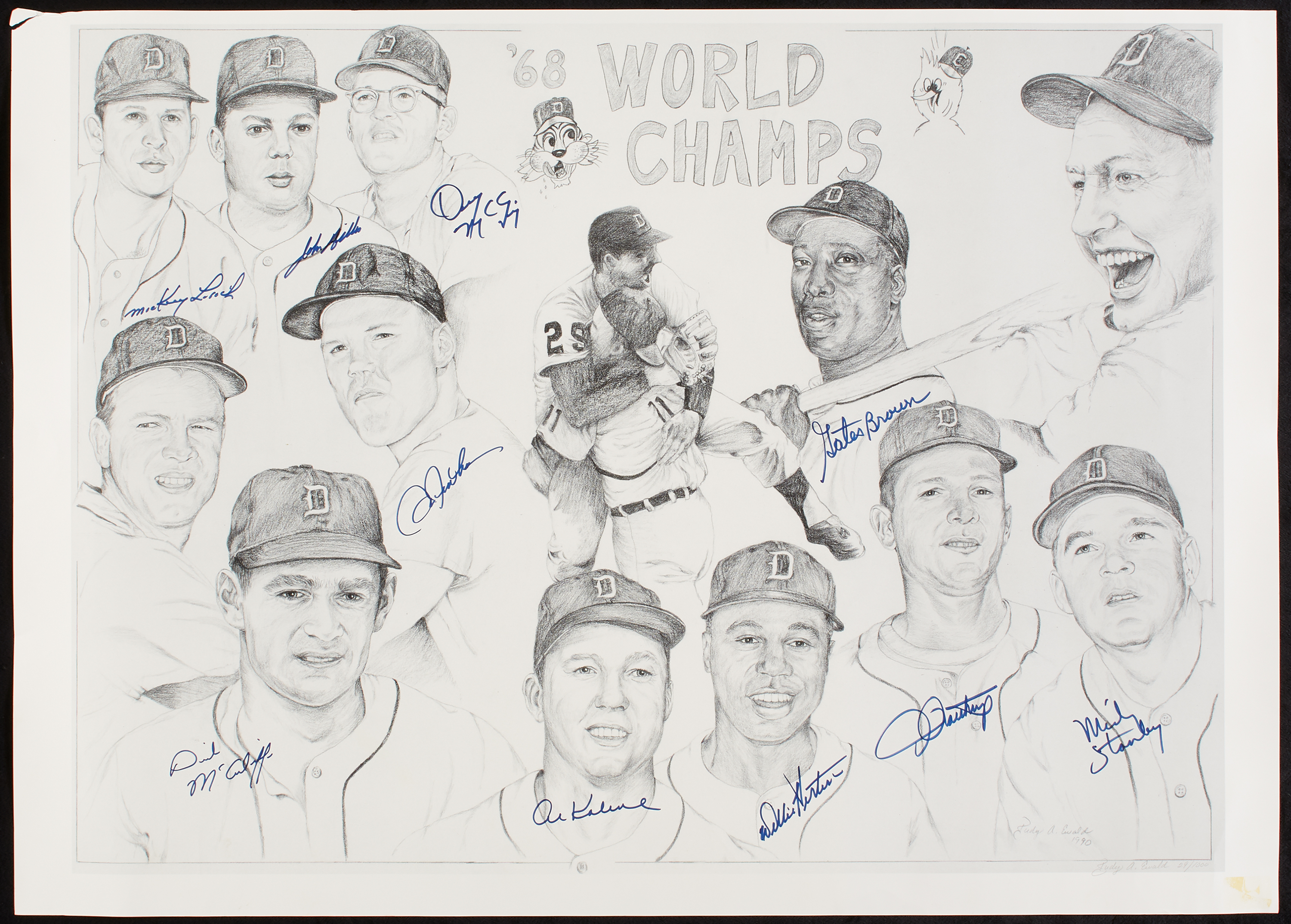 Lot Detail - 1968 Detroit Tigers World Champs Multi-Signed Lithograph  (29/1000) (10)