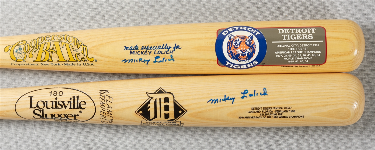 Mickey Lolich Signed Commemorative Bat Pair (2)