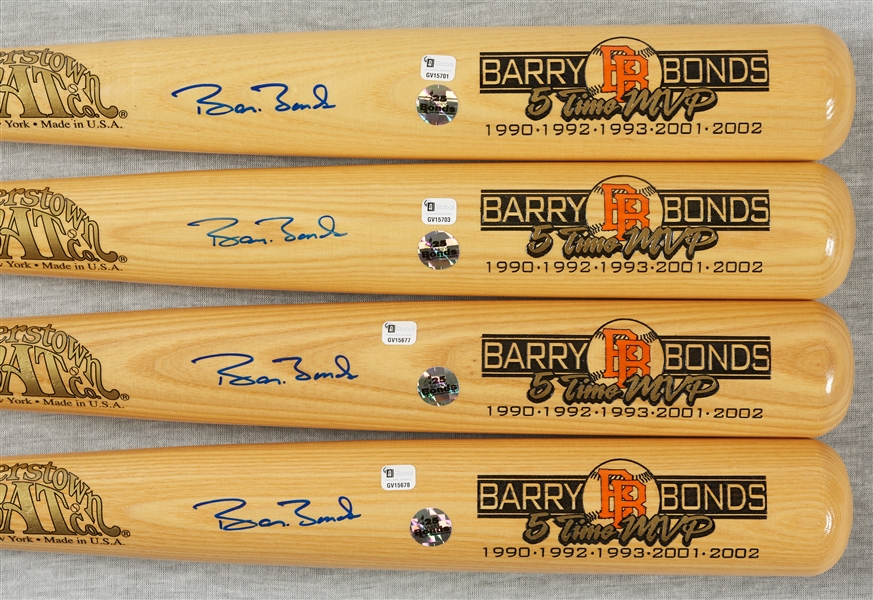 Barry Bonds Signed Cooperstown Bat 5-Time MVP Serial Number Group (37, 38, 47, 48/500) (4)