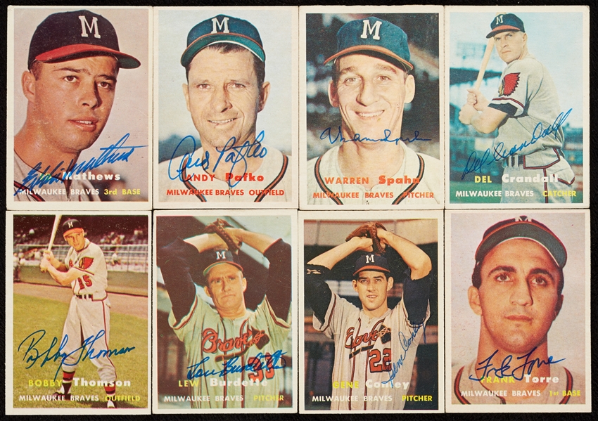 1957 Milwaukee Braves Signed Cards Group (23)