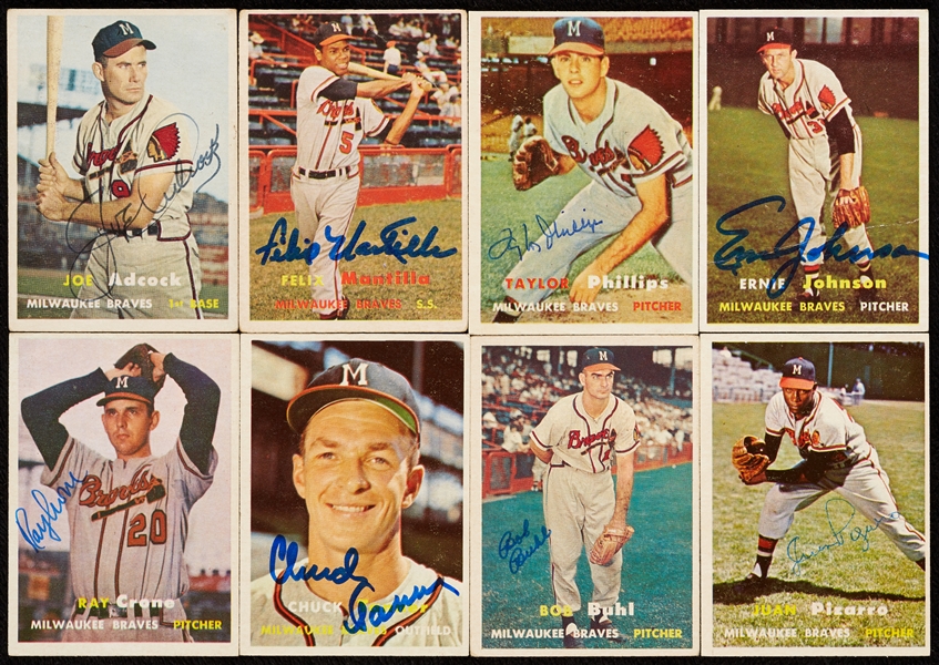 1957 Milwaukee Braves Signed Cards Group (23)