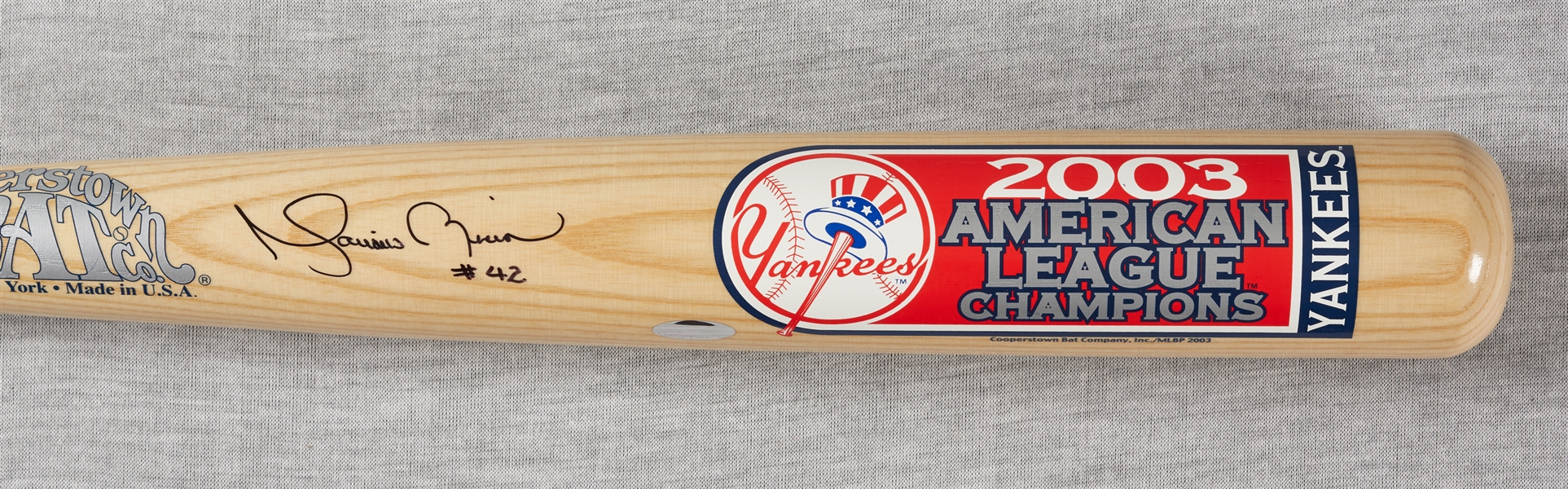 Mariano Rivera Signed Cooperstown 2003 A.L. Champions Logo Bat (Serial Number 42) (Steiner)