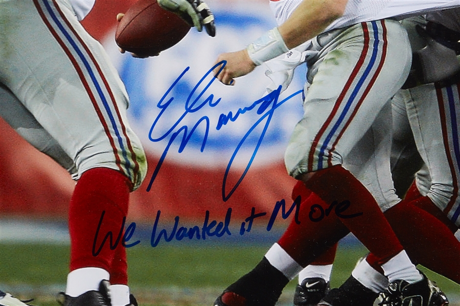 Eli Manning Signed 16x20 Framed Super Bowl XLII Photo We Wanted It More (Steiner)