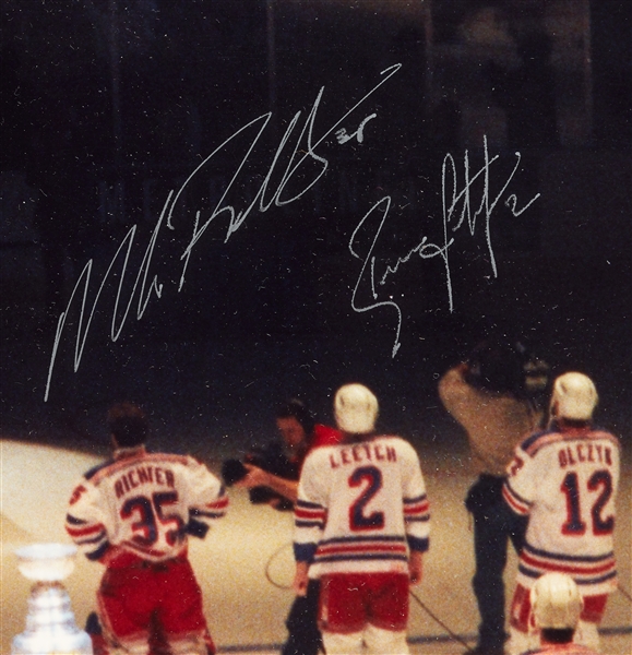 1993-94 New York Rangers Stanley Cup Champs Multi-Signed Framed Photo (5) (BAS)