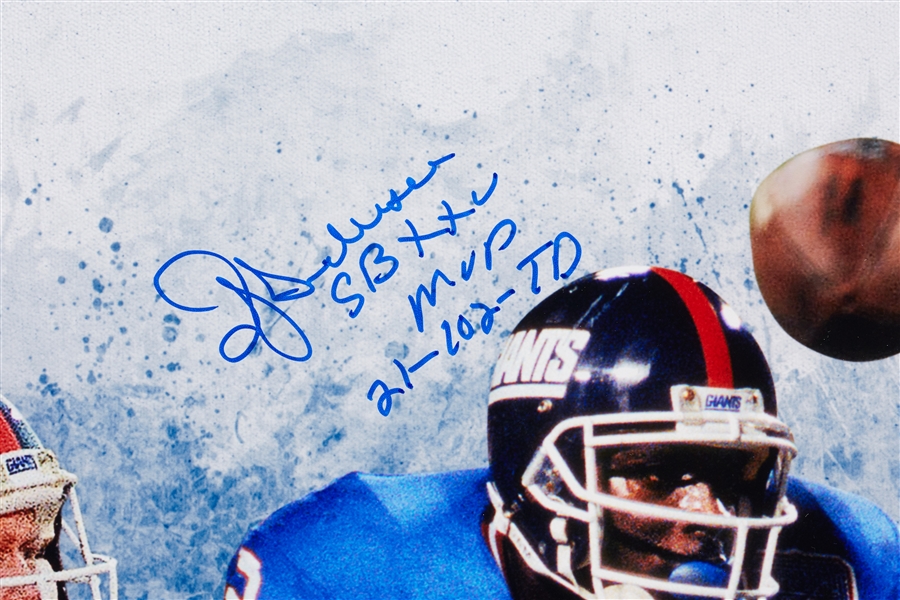 New York Giants Super Bowl MVPs Signed 16x20 Photo with Inscriptions (Manning, Simms, Anderson) (8/10) (Steiner)