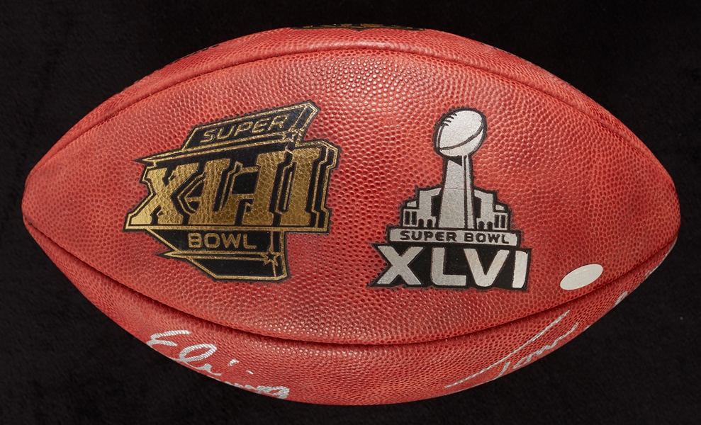 Eli Manning & Tom Coughlin Dual-Signed Super Bowl XLII & XLVI Logo Football (Steiner)