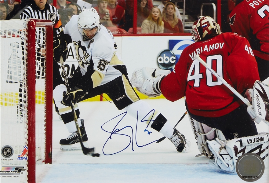 Sidney Crosby Game-Used Sherwood Hockey Stick in Multi-Signed Shadowbox (5 Signatures) (JSA)