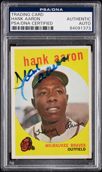 Hank Aaron Signed 1959 Topps No. 380 (PSA/DNA)