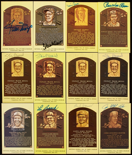 Signed Yellow HOF Plaque Postcards Group with Mays (63)