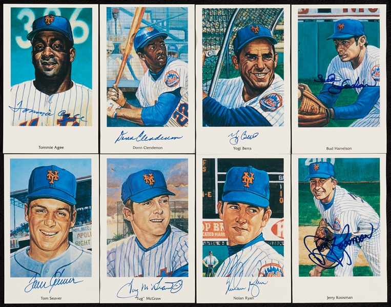 1969 New York Mets Ron Lewis 25th Anniversary Postcard Set with 28 Autographs