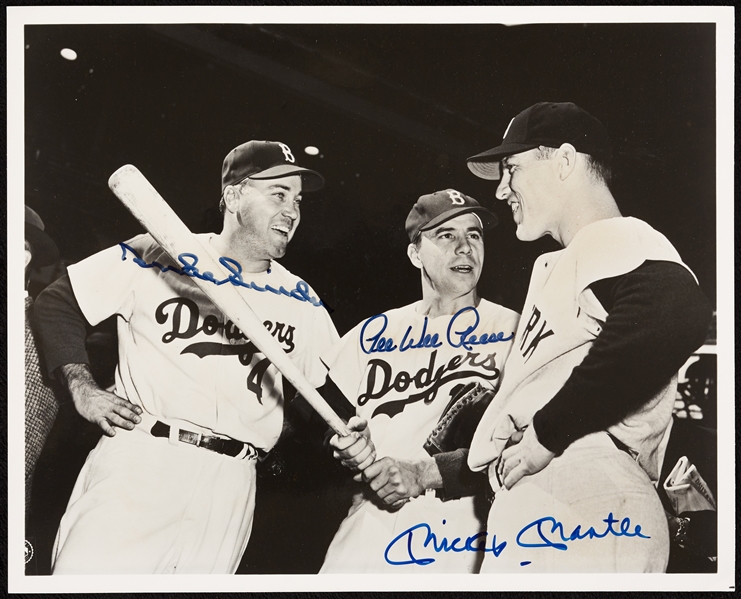 Mickey Mantle, Duke Snider & Pee Wee Reese Signed 8x10 Photo (BAS)