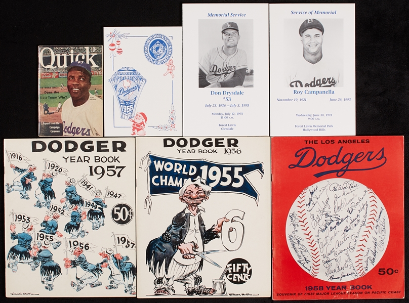 Vintage Dodgers Group With Yearbooks, Memorial Service Programs (7)