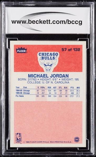 1986-87 Fleer Michael Jordan RC No. 57 BCCG 10
