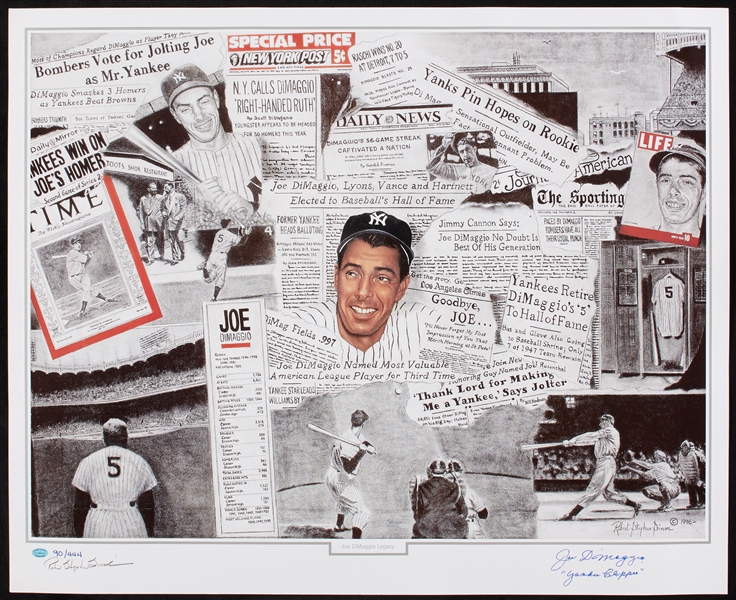 Joe DiMaggio Signed Robert Stephen Simon Lithograph Inscribed Yankee Clipper (90/444) (Engelberg LOA)