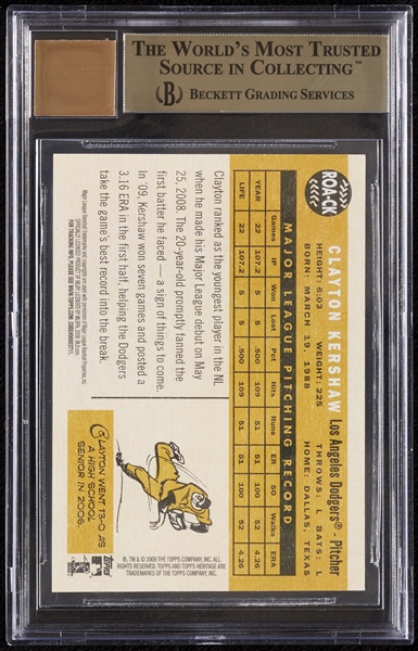 2009 Topps Heritage Clayton Kershaw Real One Autographs BGS 9.5 (AUTO 10)