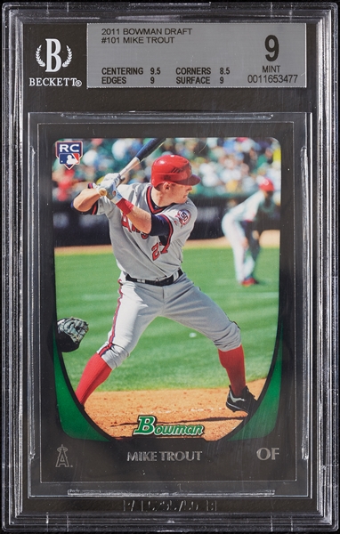 2011 Bowman Draft Mike Trout RC No. 101 BGS 9