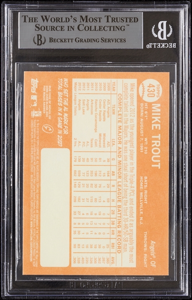2013 Topps Heritage Mike Trout No. 430A Black Border SP BGS 9