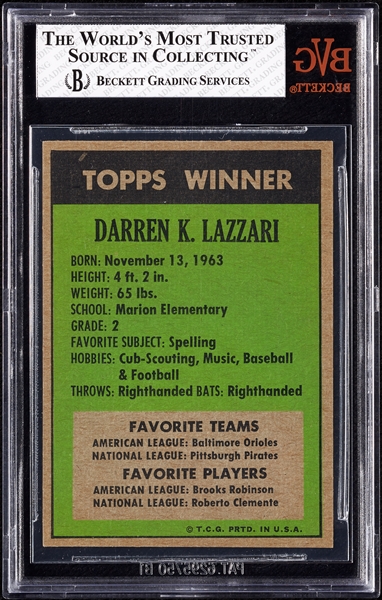 1972 Topps '71 Winner Darren Lazzari No. 11 BVG 7