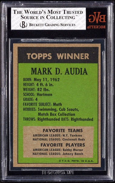 1972 Topps '71 Winner Mark Audia No. 1 BVG 7