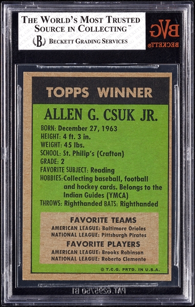 1972 Topps '71 Winner Allen Csuk Jr. No. 5 BVG 6