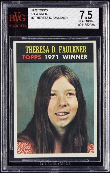 1972 Topps '71 Winner Theresa Faulkner No. 7 BVG 7.5