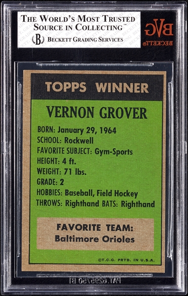 1972 Topps '71 Winner Vernon Grover No. 8 BVG 5.5