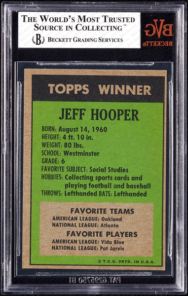 1972 Topps '71 Winner Jeff Hooper No. 10 BVG 6.5